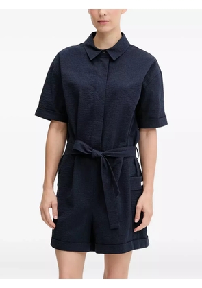 Ea7 Emporio Armani textured belted playsuit - Blue