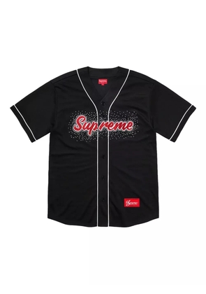 Supreme rhinestone-embellished baseball shirt - Black
