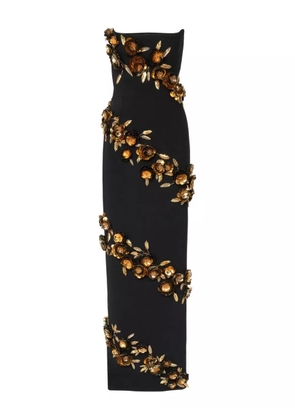 Carolina Herrera floral-appliqué strapless gown - Black