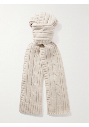 John Smedley - Wooton Cable-Knit Recycled-Cashmere and Merino Wool-Blend Scarf - Men - Neutrals