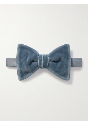 Mr P. - Pre-Tied Cotton-Velvet Bow Tie - Men - Blue