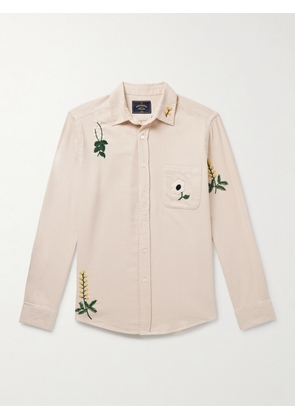 Portuguese Flannel - Embroidered Organic Cotton-Flannel Shirt - Men - Neutrals - XS