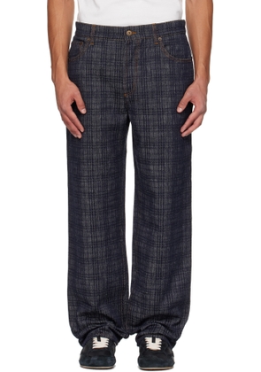 Burberry Navy Loose Check Jeans