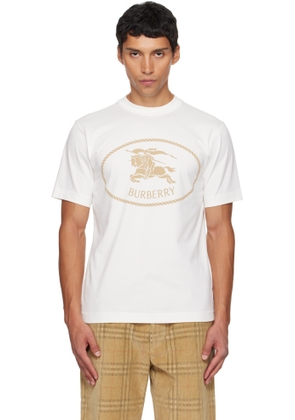 Burberry White Knight Stamp Cotton T-shirt