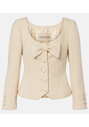 Valentino Bow-detail cropped wool-blend tweed jacket