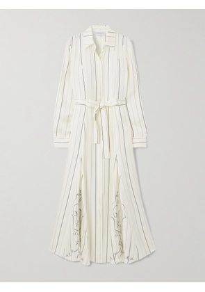 Gabriela Hearst - Galway Belted Striped Silk-twill Midi Shirt Dress - Ivory - IT36,IT38,IT40,IT42,IT44,IT46,IT48