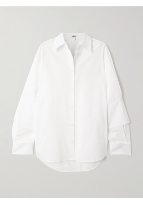 LOEWE - Embellished Striped Organic Cotton-blend Poplin Shirt - White - FR 32,FR 34,FR 36,FR 38,FR 40,FR 42,FR 44