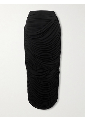 Magda Butrym - Ruched Draped Jersey Midi Skirt - Black - FR 34,FR 36,FR 38,FR 40,FR 42