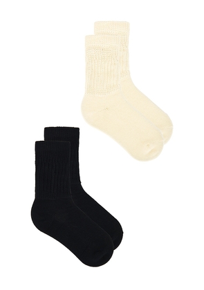 Stems Perfect Scrunch Socks Pack Of 2 in Black,White.