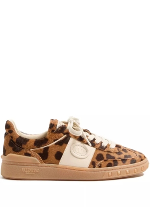 Valentino Garavani Upvillage animalier-print calfskin sneakers - Brown