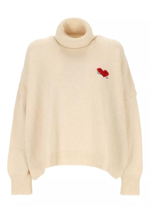 Giada Benincasa heart-embroidered turtleneck sweater - Neutrals