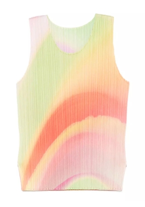 Pleats Please Issey Miyake groove-print pleated top - Green