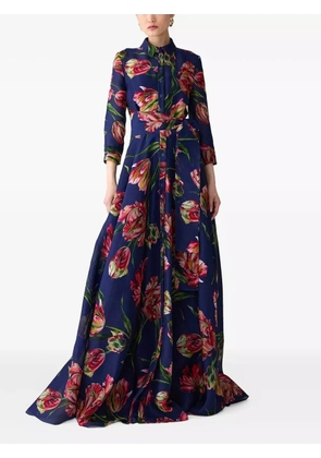 Carolina Herrera tulip-print shirt maxi dress - Blue