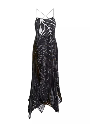 Roberto Cavalli leaf-print velvet dress - Black