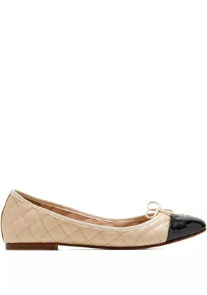 HOUSE OF BALLERINAS quilted contrasting toecap ballet flats - Neutrals