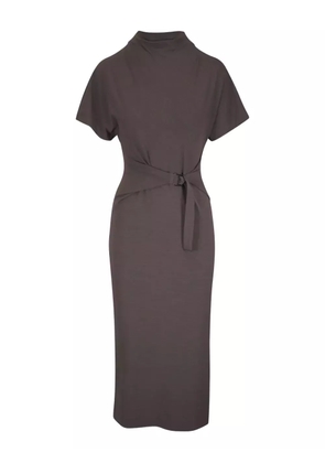 Brunello Cucinelli belted short-sleeve midi dress - Brown