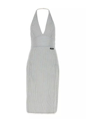 Miu Miu striped halterneck midi dress - White