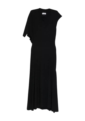 HAMZA asymmetric-neckline flared dress - Black