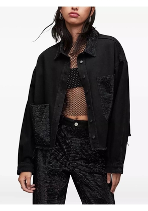 AllSaints Nicky embellished-pocket denim shirt - Black