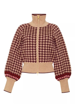 Cara Cara Lyss houndstooth zip-up cardigan - Brown