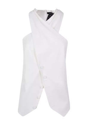 Max Mara cross-neck button top - White