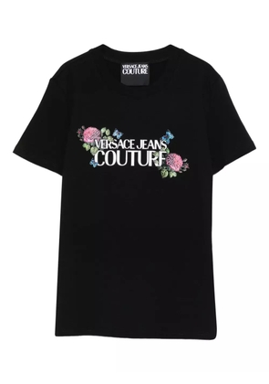 Versace Jeans Couture floral-embellishment T-shirt - Black