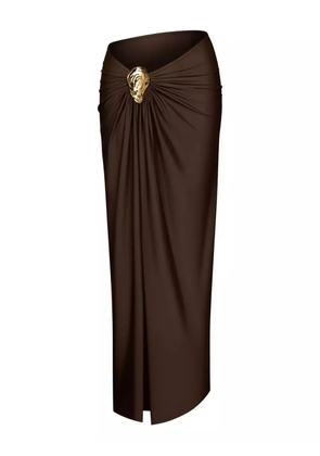 KOROBEYNIKOV gold-embellished side-split skirt - Brown