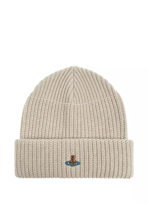 Vivienne Westwood Orb-embroidered beanie - Neutrals