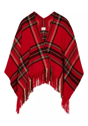 ISABEL MARANT Kamilo plaid-check fringe scarf - Red