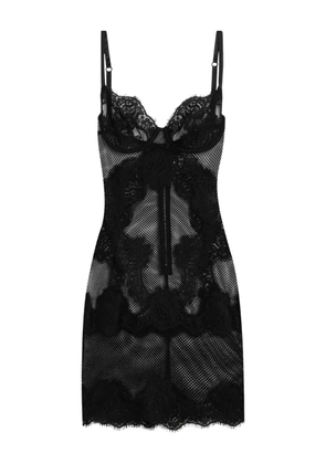 Dolce & Gabbana lace-panelled mesh mini dress - Black