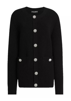 Dolce & Gabbana jewel-button ribbed cardigan - Black