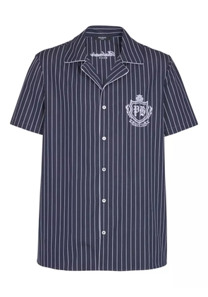 Balmain striped embroidered pajama shirt - Blue