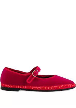 FLABELUS velvet buckle mary janes - Pink