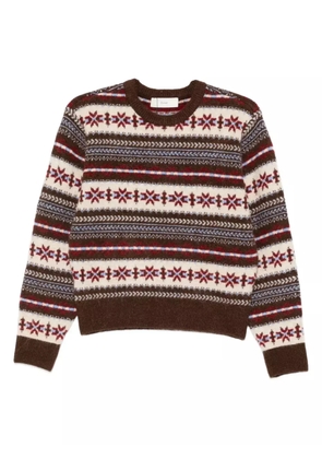 DUNST fairisle-pattern crew-neck sweater - Brown