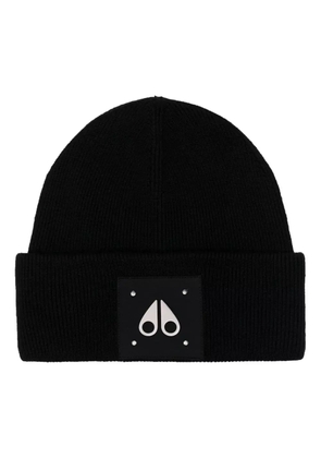 Moose Knuckles logo-patch wool beanie - Black