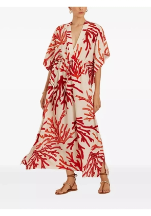 Lenny Niemeyer coral-print drawstring midi dress - White