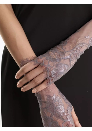 2310 STUDIO floral-trimmed gloves - Grey