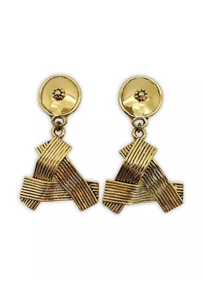 Jennifer Gibson Jewellery 1980s ribbon motif earrings - Gold