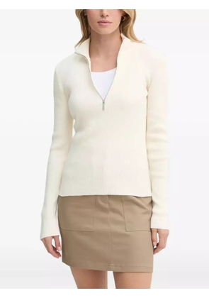 Gestuz ribbed zip-front jumper - White