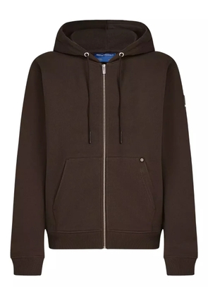 Karl Lagerfeld Jeans patch zip-up hoodie - Brown