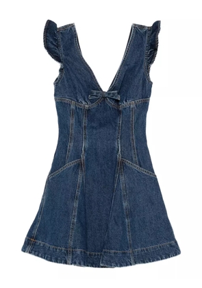 Self-Portrait ruffle-detail denim dress - Blue