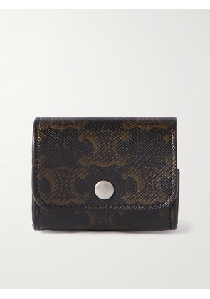 CELINE - Triomphe Leather-Trimmed Logo-Print Coated-Canvas Airpods Case - Men - Brown