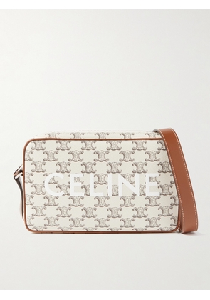 CELINE - Triomphe Leather-Trimmed Logo-Print Coated-Canvas Messenger Bag - Men - Neutrals