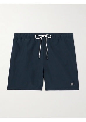 CELINE - Straight-Leg Mid-Length Logo-Embroidered Swim Shorts - Men - Blue - IT 44