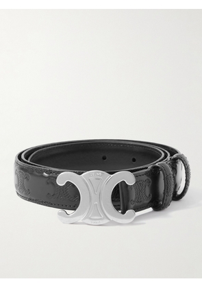 CELINE - 2.5cm Triomphe Logo-Debossed Leather Belt - Men - Black - EU 80