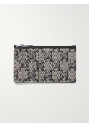 CELINE - Triomphe Coated-Canvas Zipped Cardholder - Men - Black