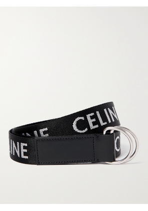 CELINE - 3cm Leather-Trimmed Logo-Jacquard Canvas Belt - Men - Black