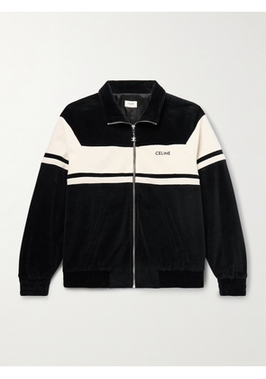 CELINE - Logo-Embroidered Cotton-Blend Velour Track Jacket - Men - Black - XS