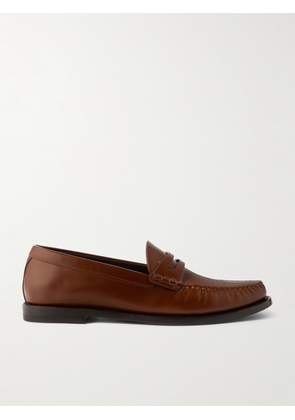 CELINE - Polished-Leather Penny Loafers - Men - Brown - EU 40