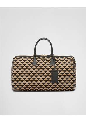 Large Prada Symbole embroidered fabric travel bag